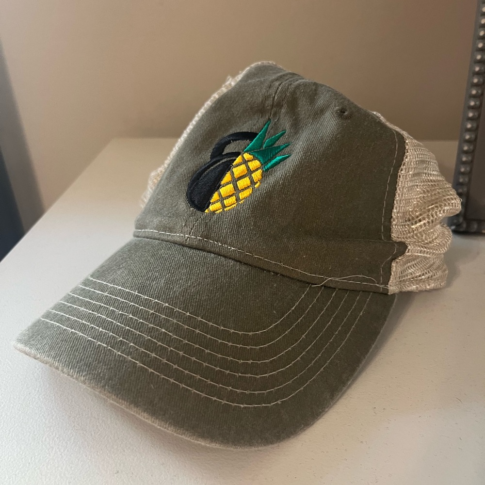 Green and White Pineapple Embroidered Cap